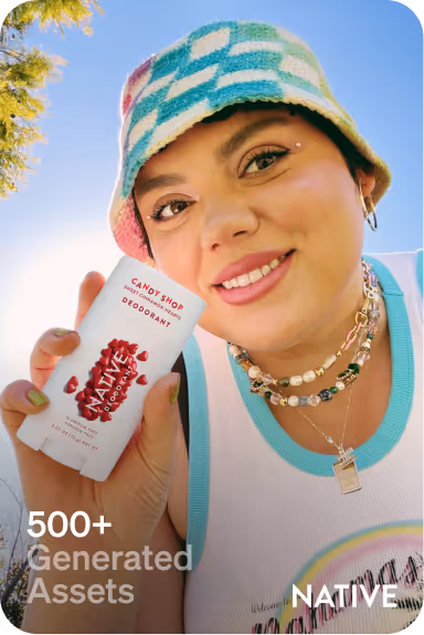 a girl which hold a deodorant in hand from Native